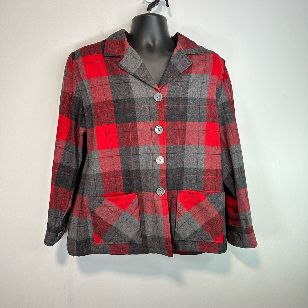 Pendleton Red and Gray Plaid Button Down Shirt